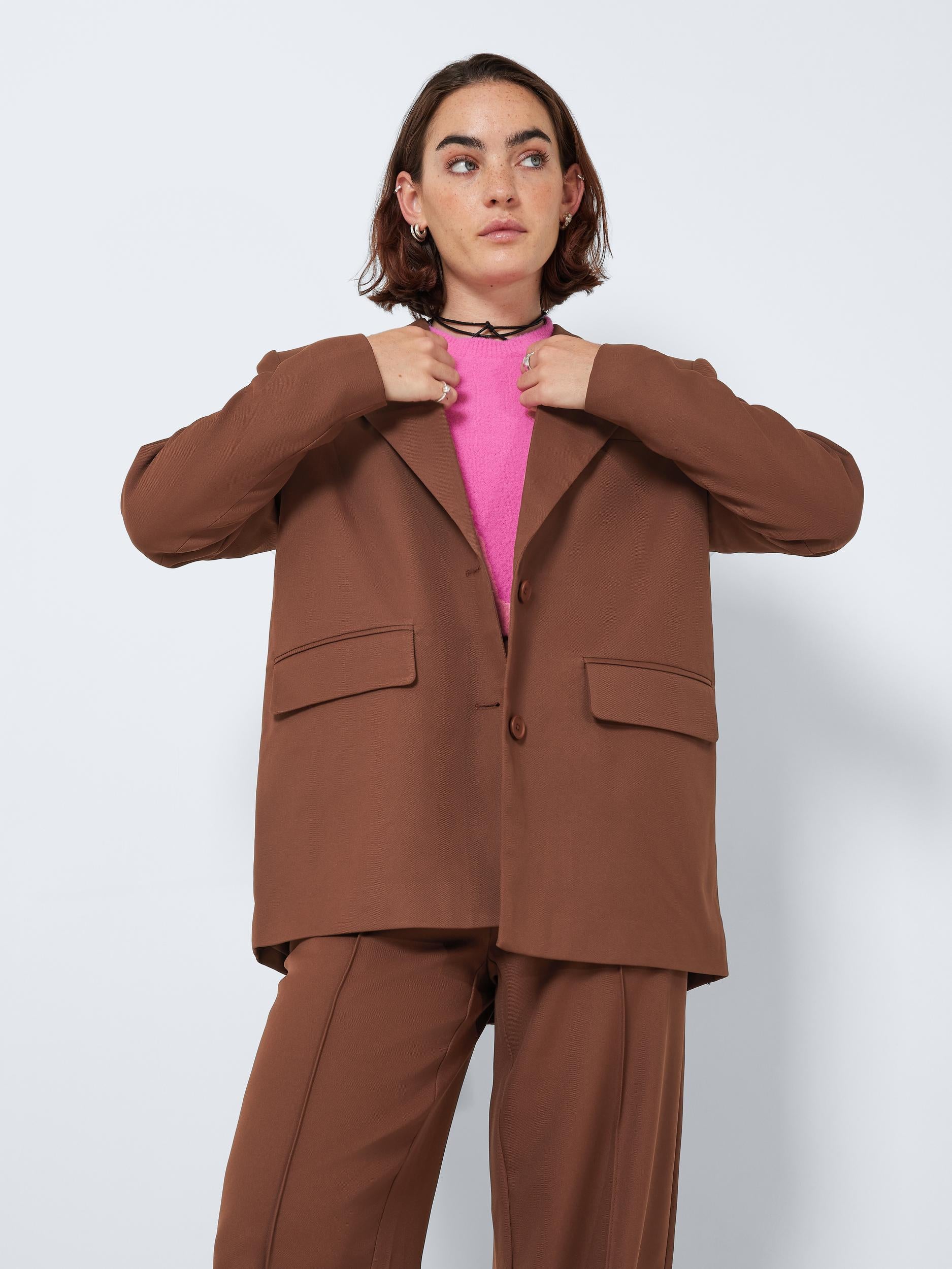 Noisy May Oversized Blazer in Cappuccino Brown