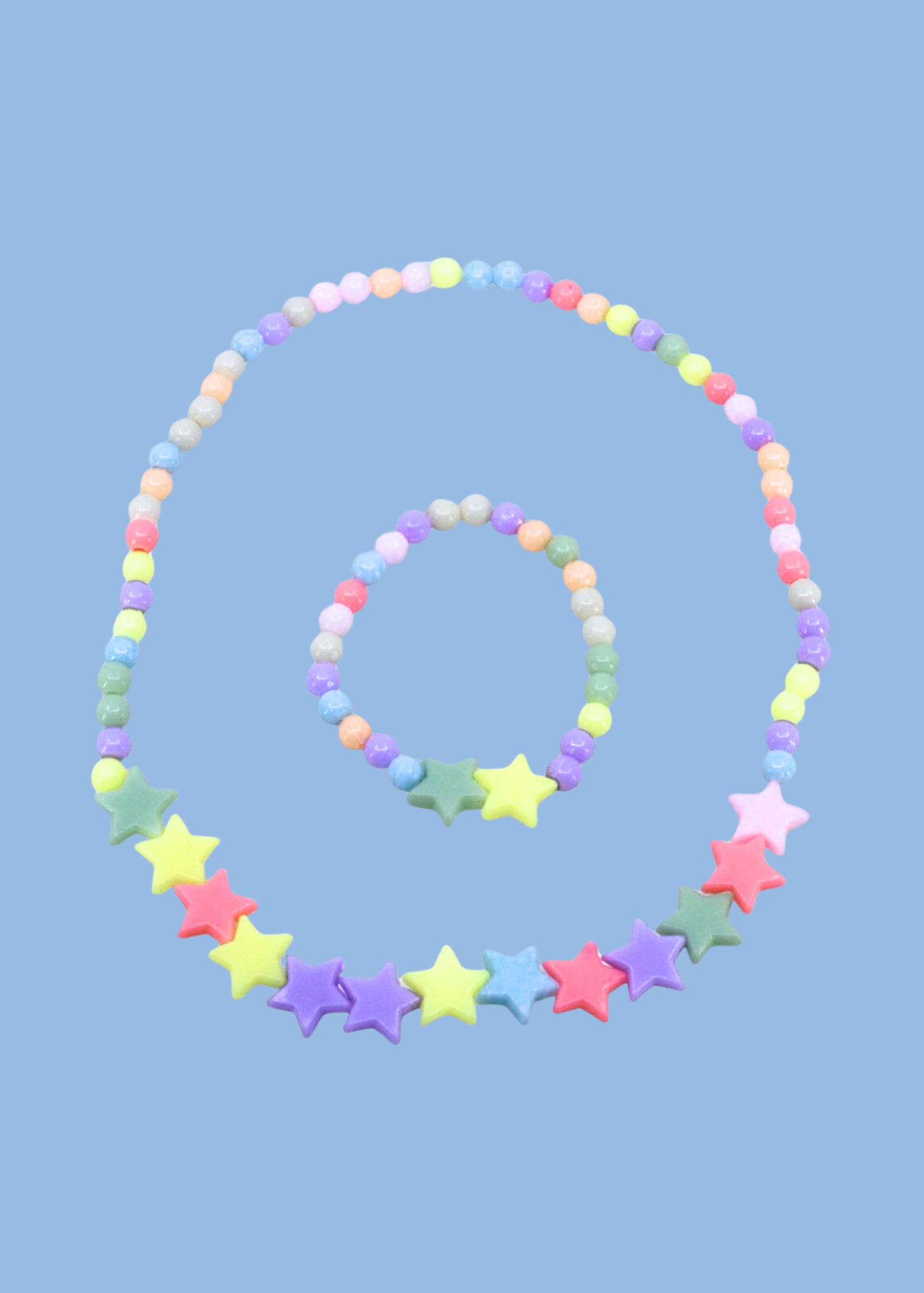 The Edit - Cute 90s Style Star Bead Choker Necklace & Bracelet Set