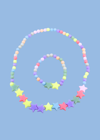 The Edit - Cute 90s Style Star Bead Choker Necklace & Bracelet Set