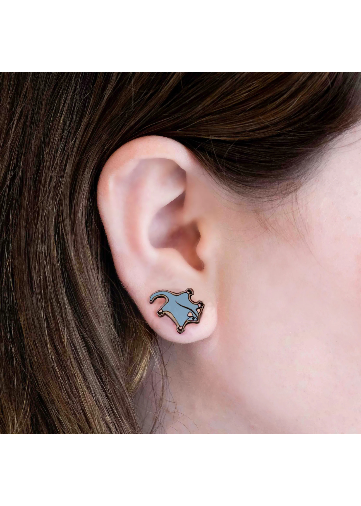 Robin Valley - Sugar Glider Cherry Wood Stud Earrings