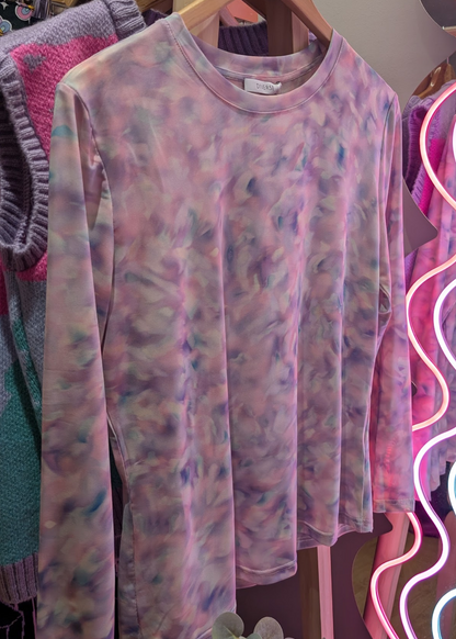 The Edit - Pastel Tie Dye Sheer Mesh Long Sleeve Top