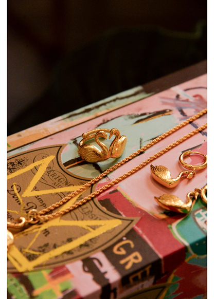 My Doris - Gold Charm Swan Necklace