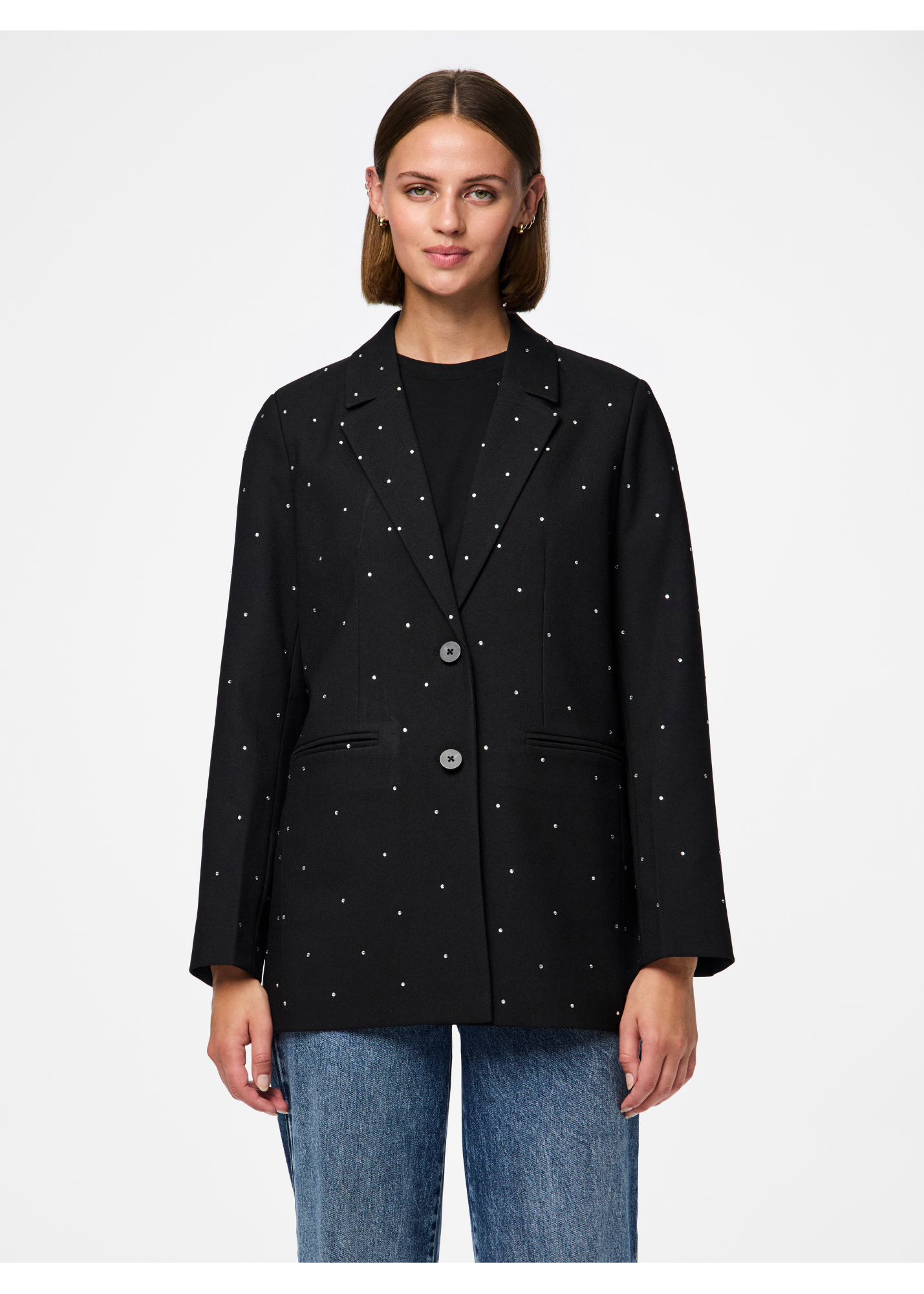 Pieces - Black Blazer with Rhinestones