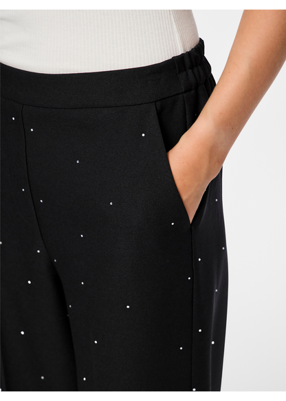 Pieces - Wide Leg Trousers with Rhinestones