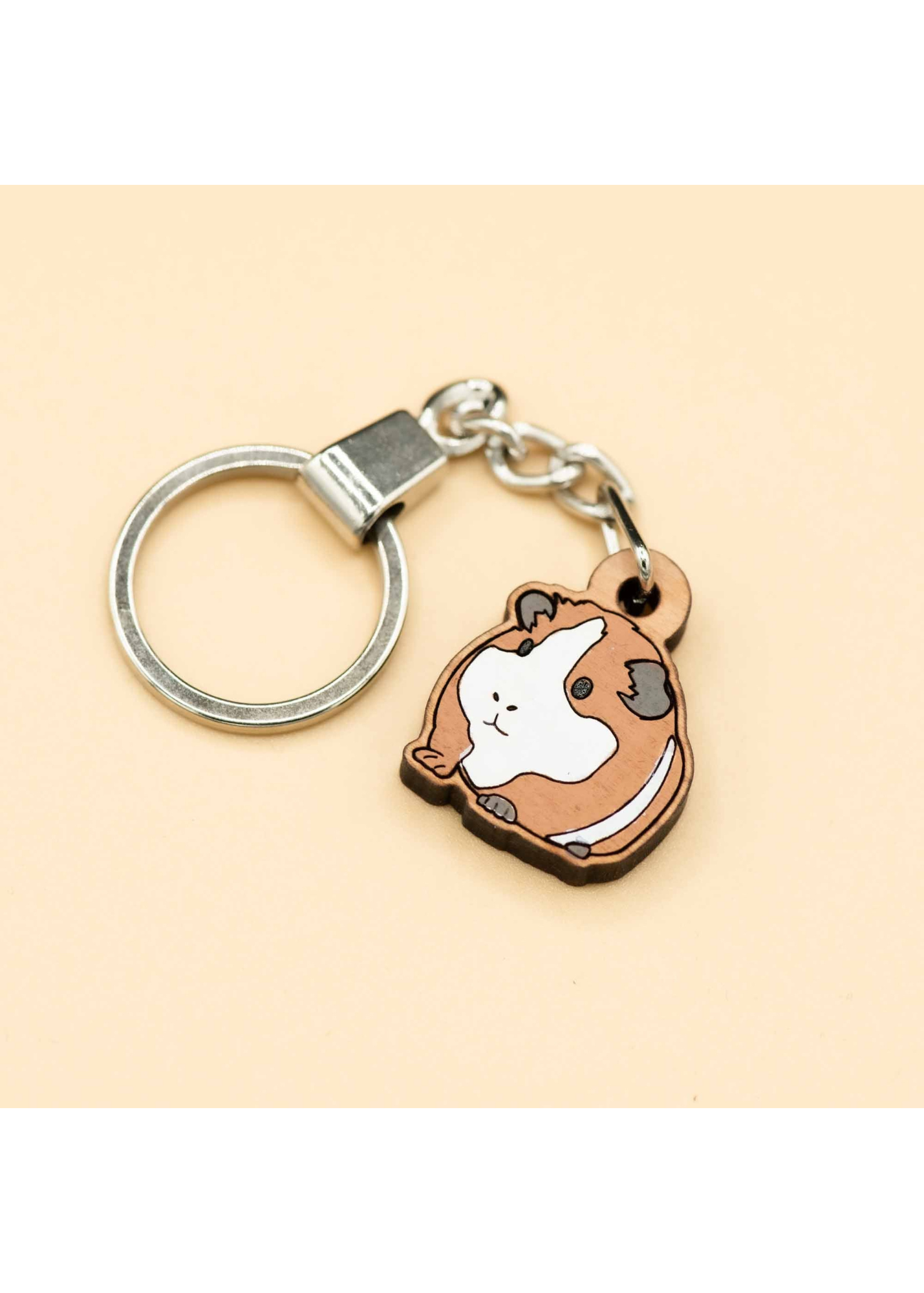 Robin Valley - Guinea Pig Cherry Wood Keyring