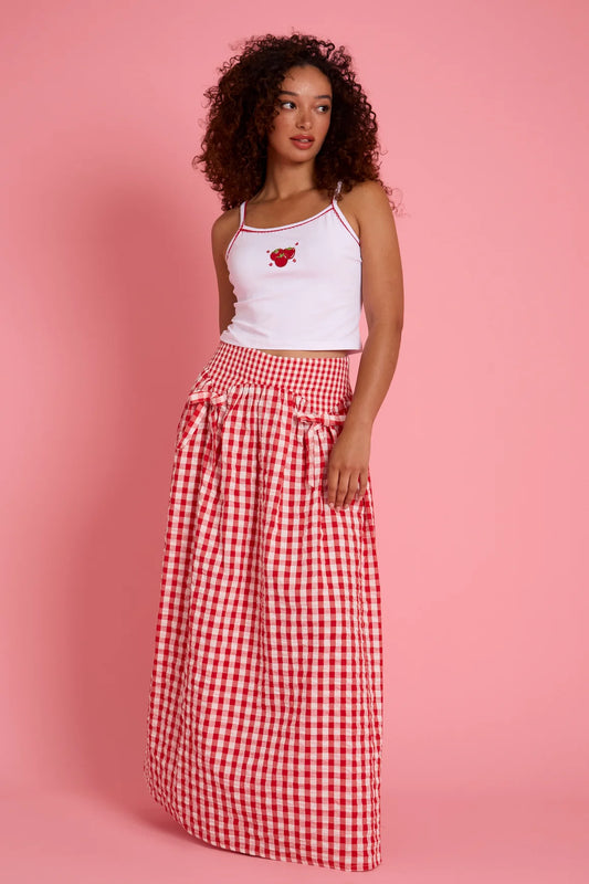 Neon Rose - Sydney Bow Gingham Midaxi Skirt