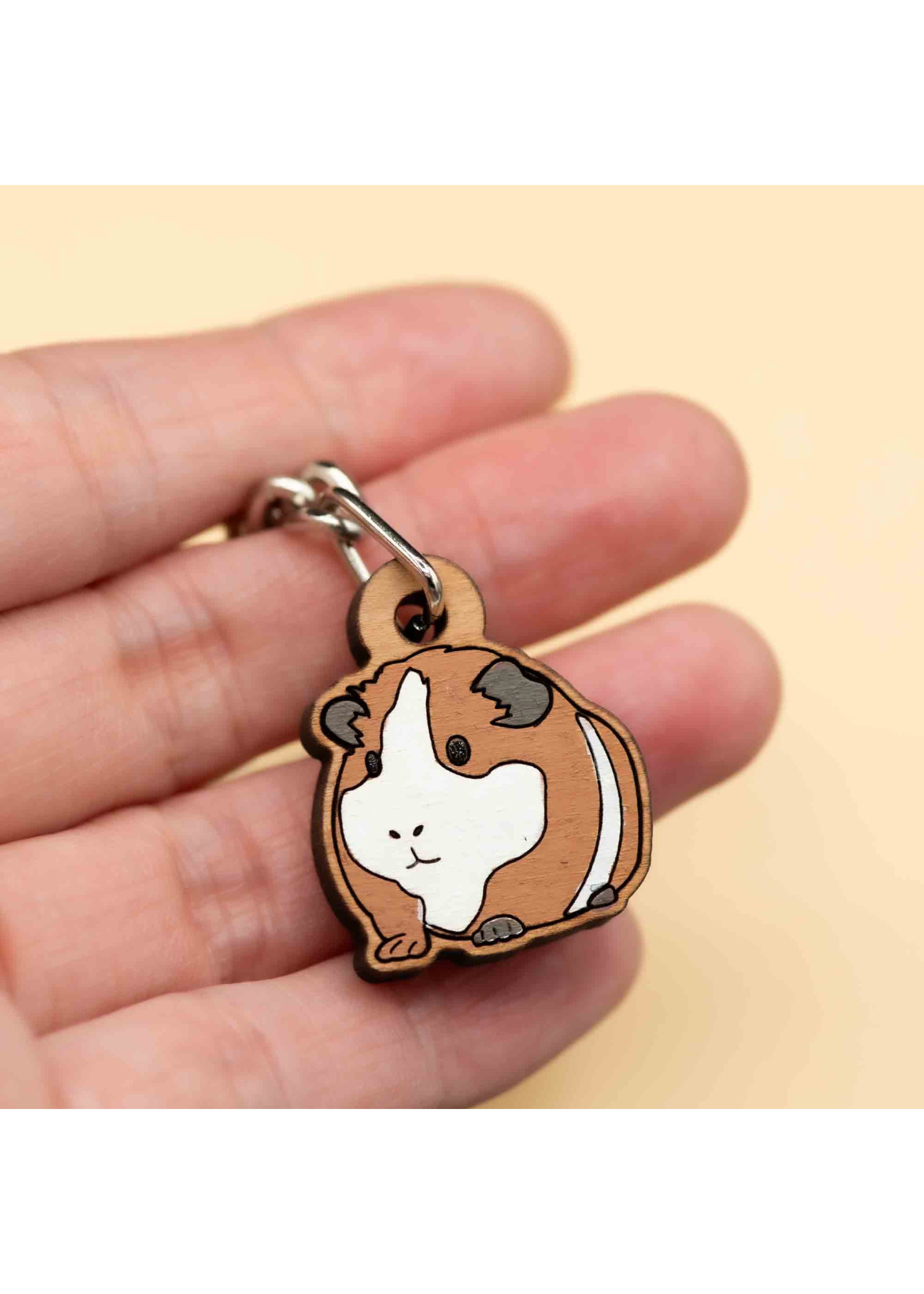 Robin Valley - Guinea Pig Cherry Wood Keyring