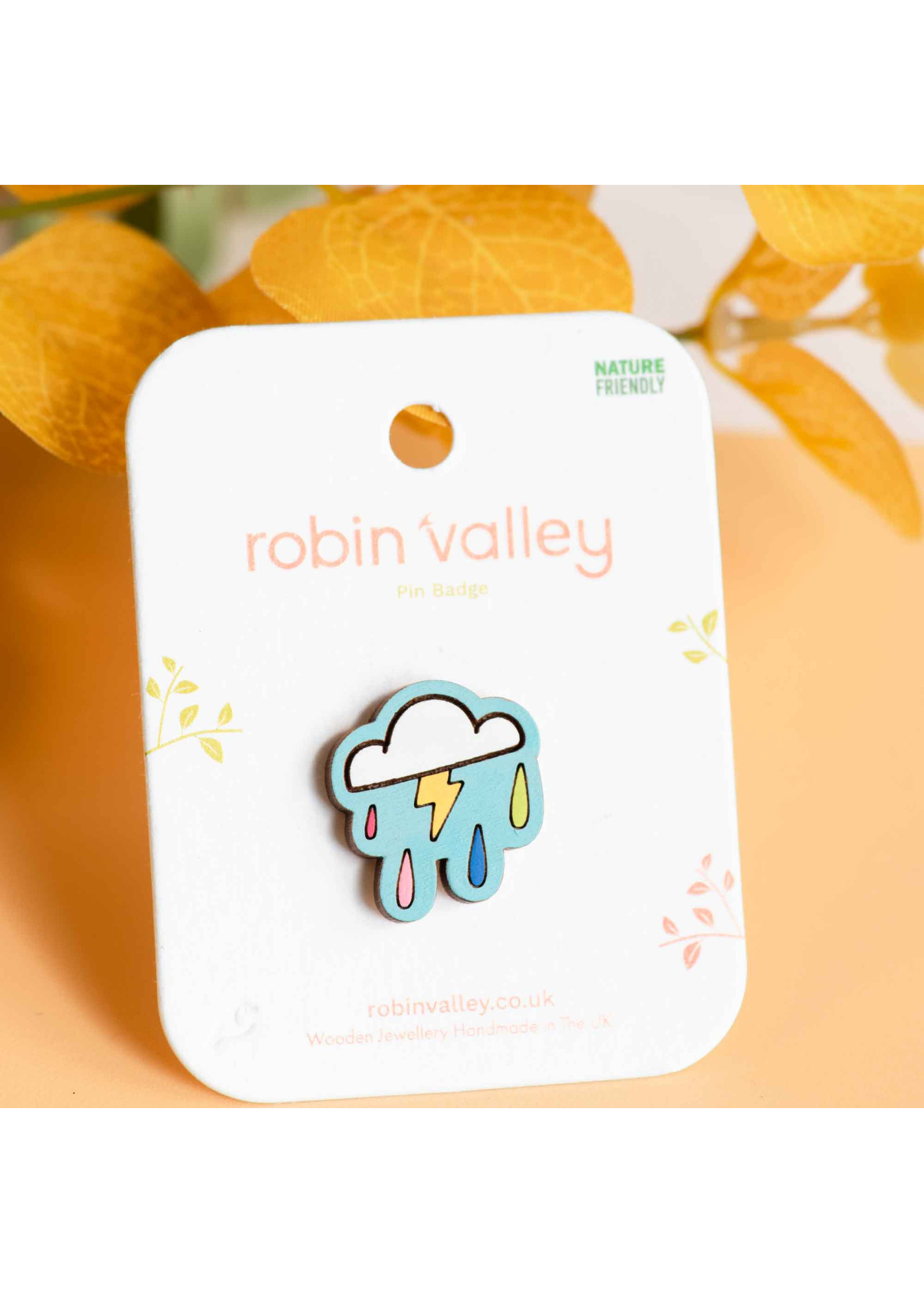 Robin Valley - Lightning Cloud Cherry Wood Pin