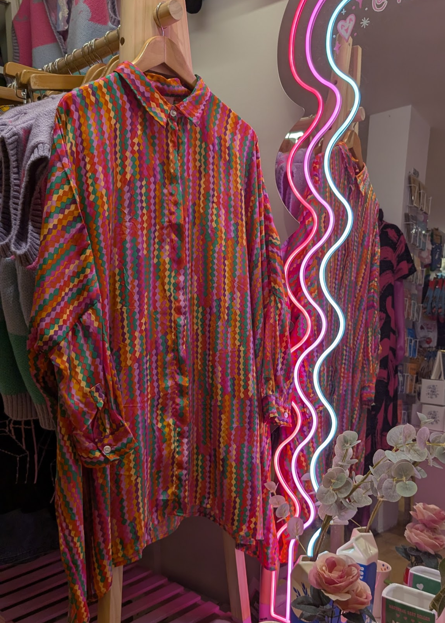 The Edit - Rainbow Wave Oversized Shirt