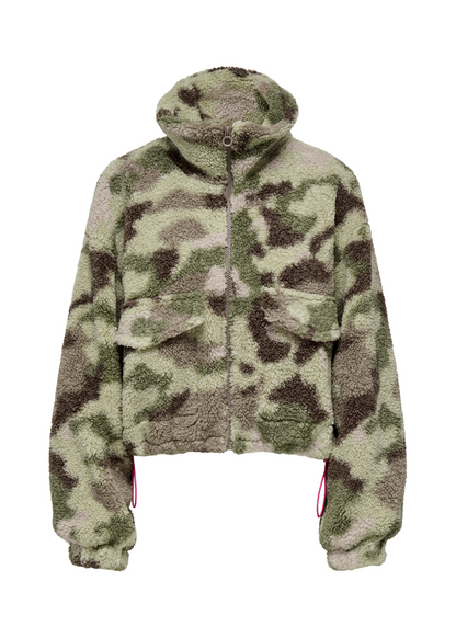 Only - Camo Teddy Fleece Zip Jacket