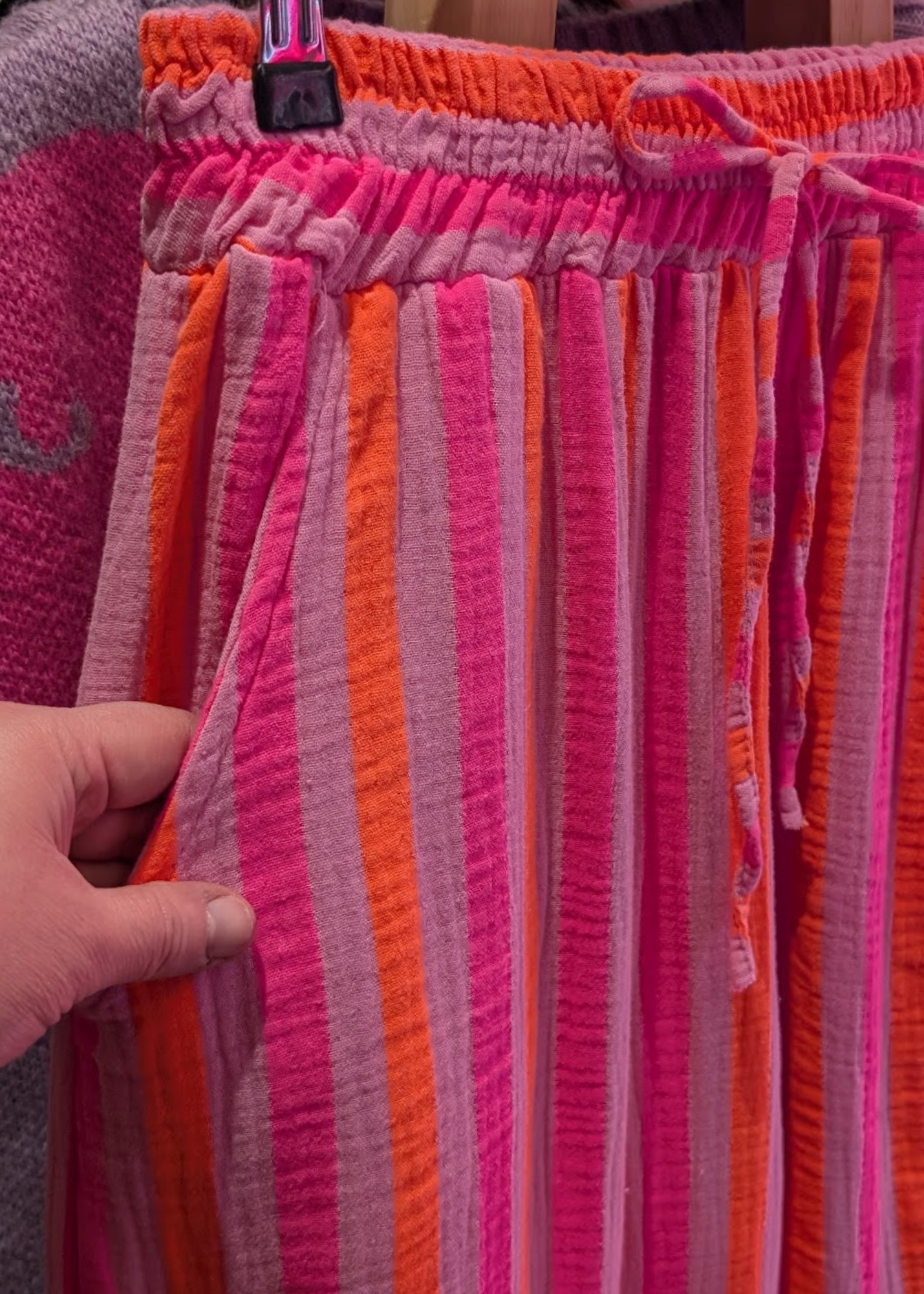 The Edit - Pink & Orange Stripe Wide Leg Pants