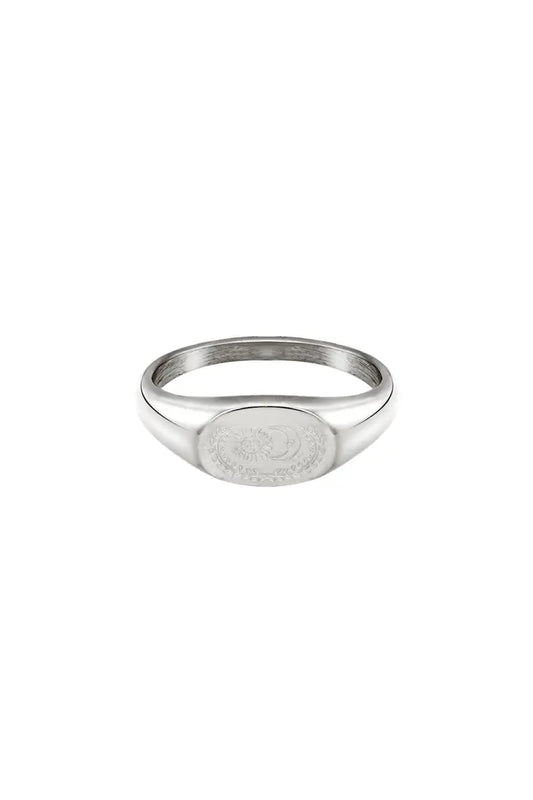 The Edit - Sun and Moon Silver Stamp Ring