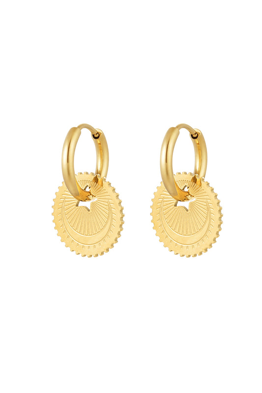 The Edit - Gold Moon & Star Coin Hoop Earrings