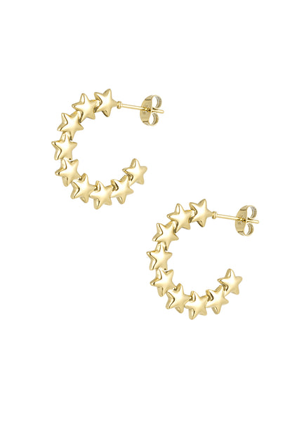 The Edit -  Star Hoop Earrings in Gold