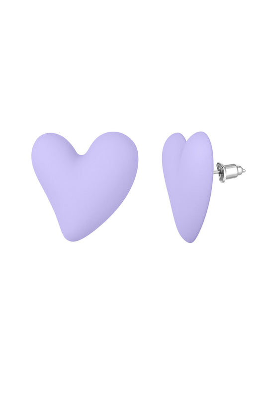 The Edit -  Lilac 3D Love Heart Earrings