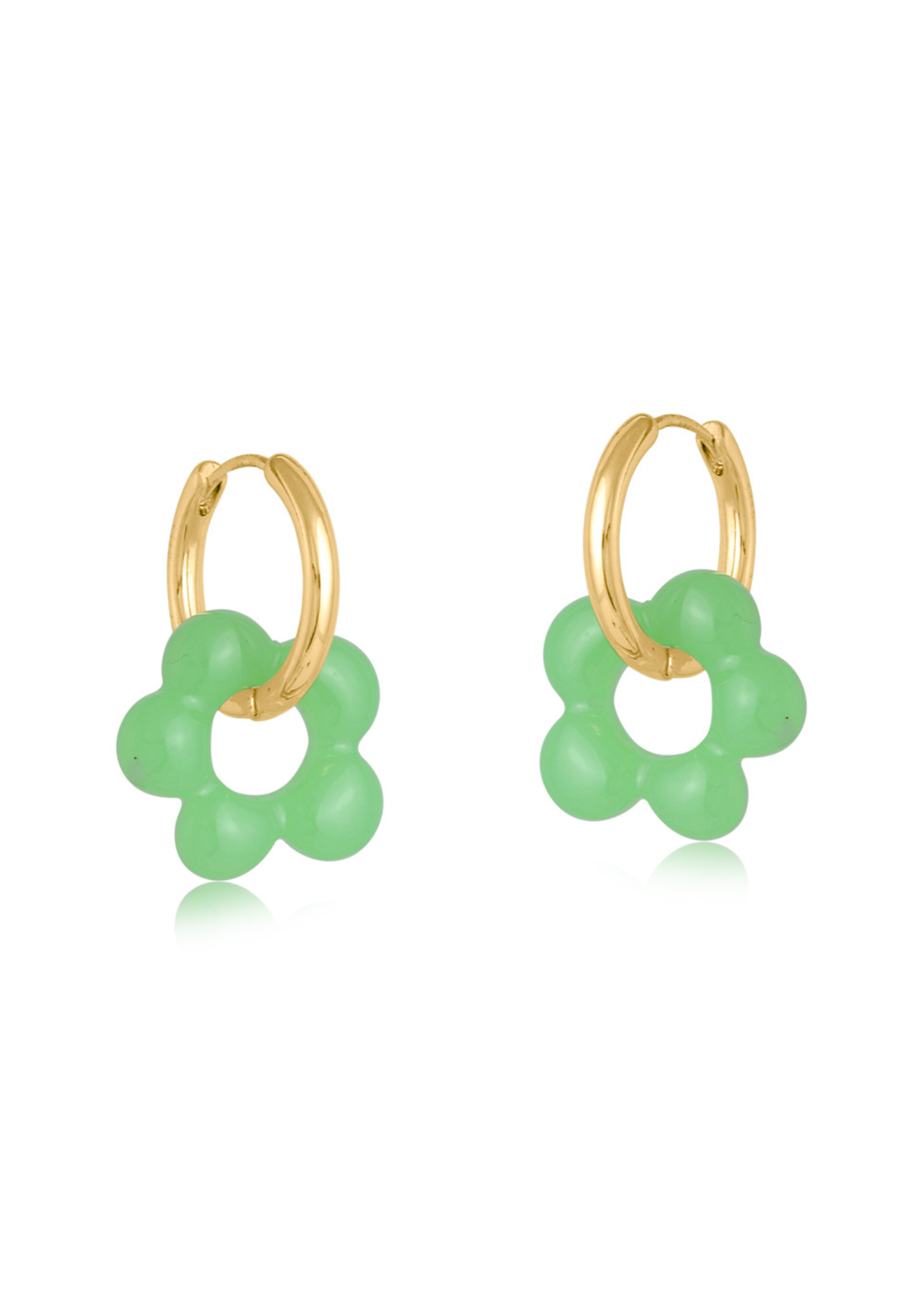 Big Metal London - Olympia Beaded Huggie Hoop Earrings in Green