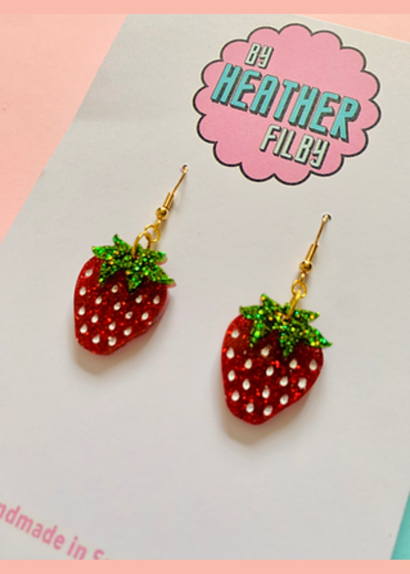 By Heather Filby - Mini Glittery Strawberry Earrings