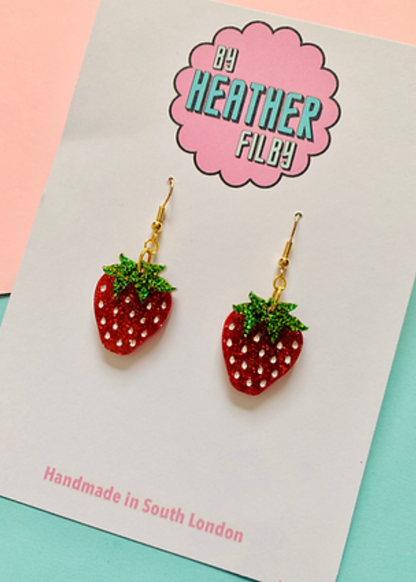 By Heather Filby - Mini Glittery Strawberry Earrings