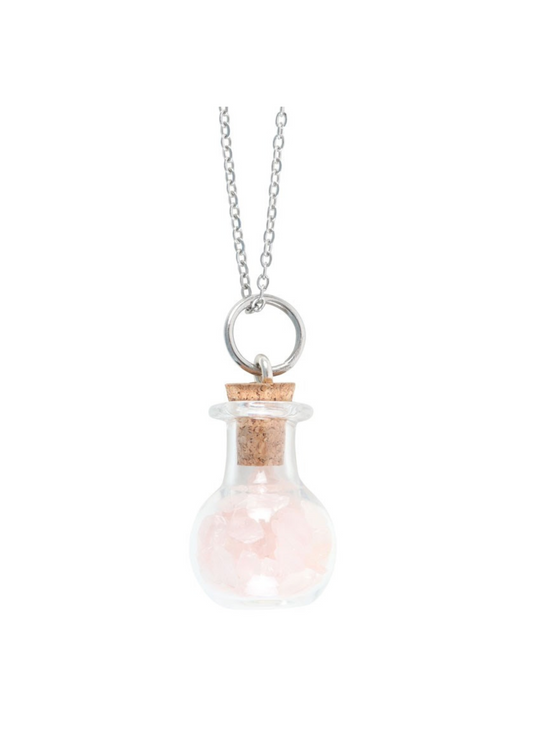 Something Different - Love Potion Rose Quartz Crystal Chip Necklace