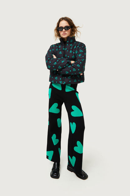 Compañia Fantastica - Black & Green Heart Knit Trousers