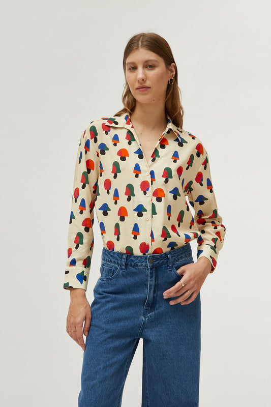 Compañia Fantastica - Cream Mushroom Print Shirt