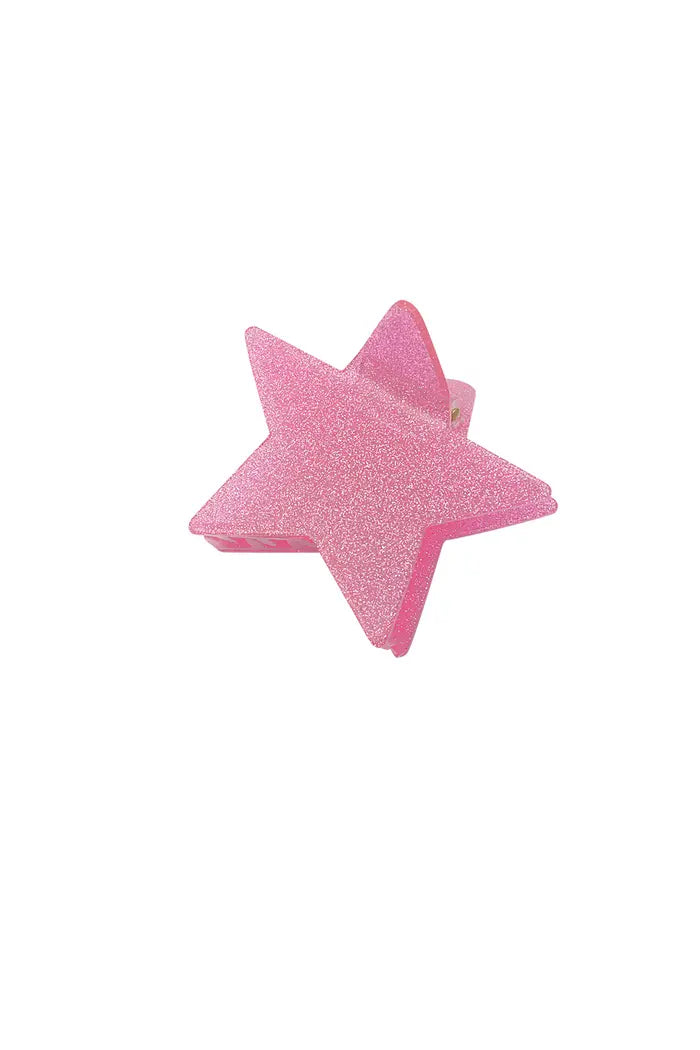 The Edit - Glitter Star Hair Claw in Pink