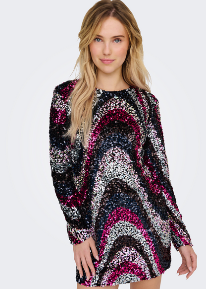 Only - Multicoloured Sequin Wave Mini Dress