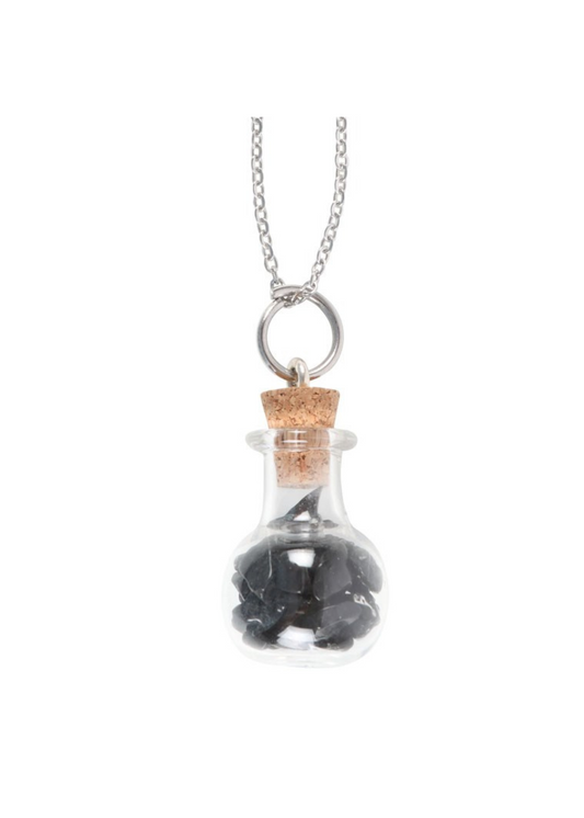 Something Different - Protection Potion Black Obsidian Crystal Chip Necklace