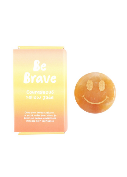 Something Different - Be Brave Yellow Jade Smiley Face Crystal