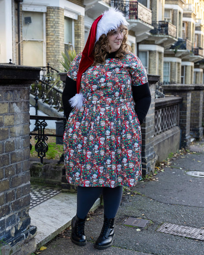 Run & Fly - Christmas Cuties Stretch Belted Tea Dress with Pockets