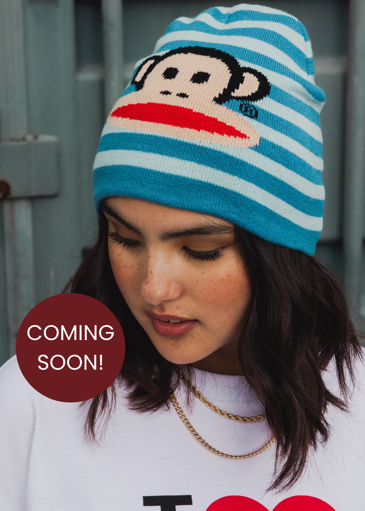 Daisy Street x Paul Frank - Blue Stripe Julius Knitted Beanie