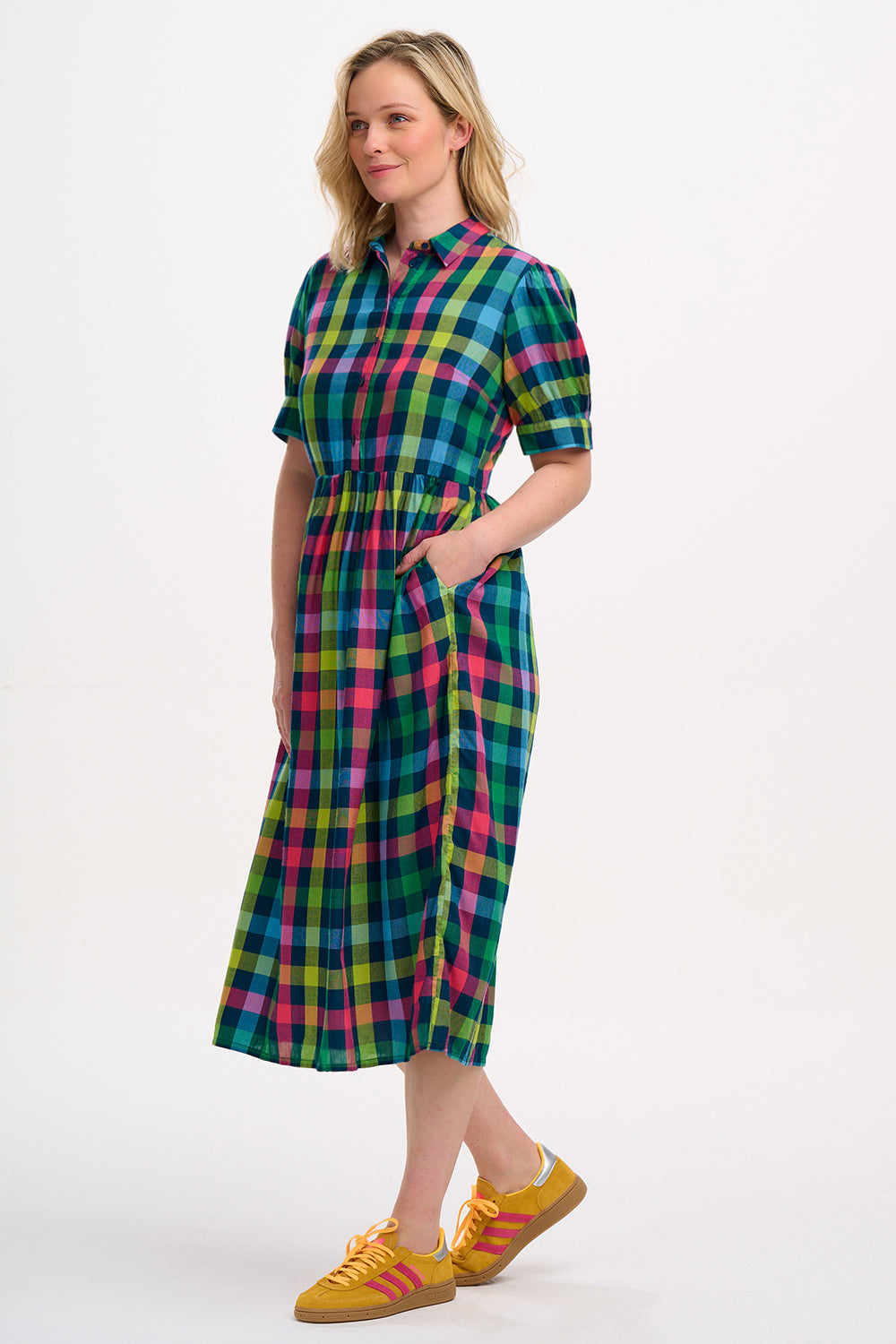 Sugarhill Brighton - Willet Rainbow Gingham Midi Smock Dress