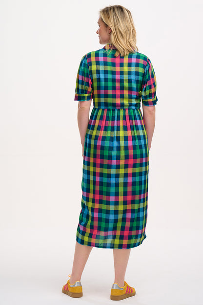 Sugarhill Brighton - Willet Rainbow Gingham Midi Smock Dress