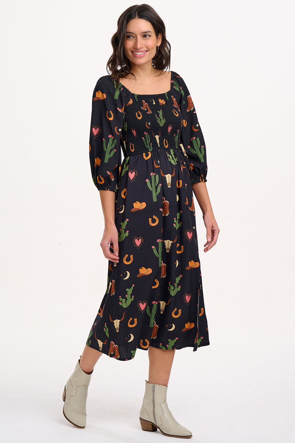 Sugarhill Brighton - Zinnia Cowgirl Midi Shirred Dress