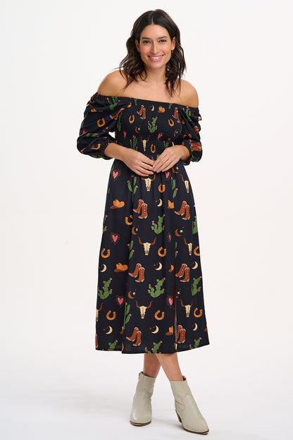 Sugarhill Brighton - Zinnia Cowgirl Midi Shirred Dress