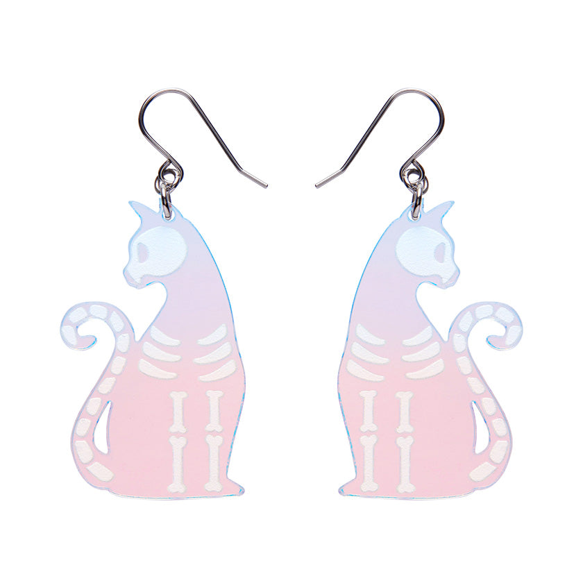 Erstwilder - Bone Kitty Drop Earrings in Iridescent