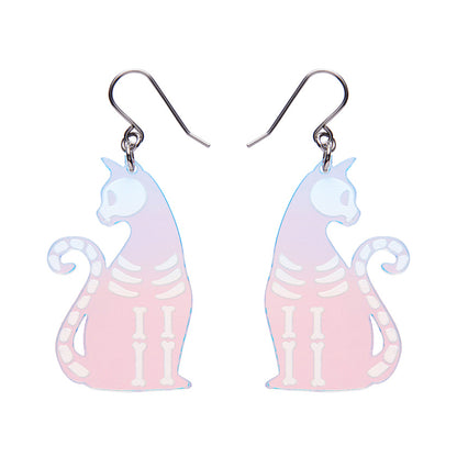 Erstwilder - Bone Kitty Drop Earrings in Iridescent