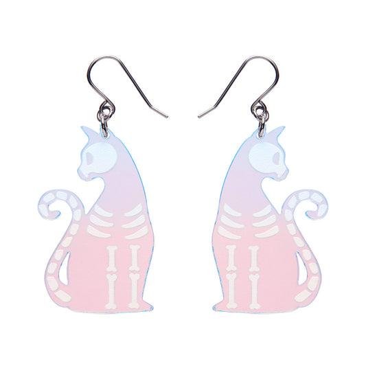 Erstwilder - Bone Kitty Drop Earrings in Iridescent