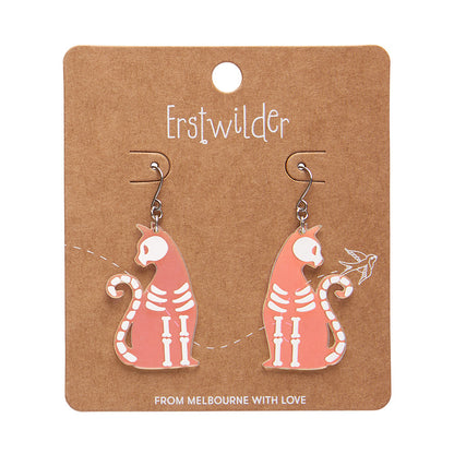 Erstwilder - Bone Kitty Drop Earrings in Iridescent