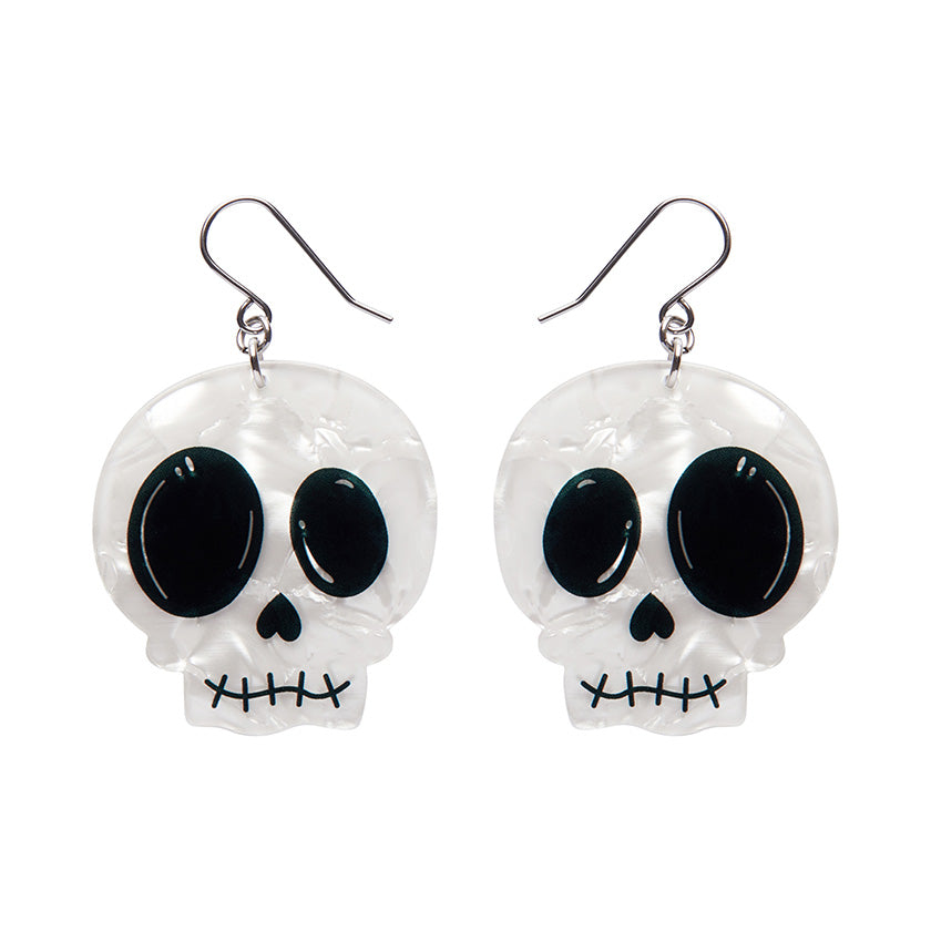 Erstwilder - Skull Drop Earrings in White