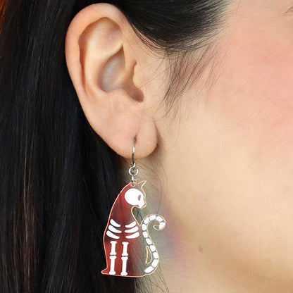 Erstwilder - Bone Kitty Drop Earrings in Iridescent