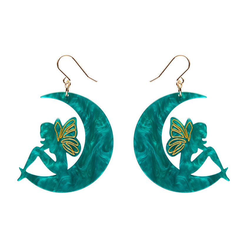 Erstwilder - Fairy Moon Drop Earrings in Mint