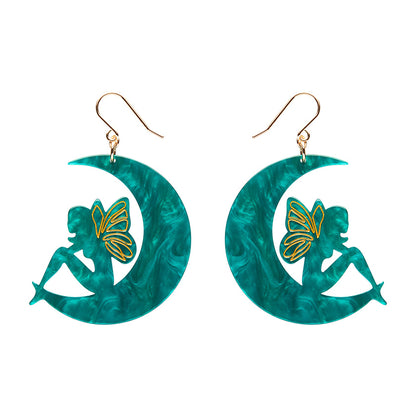 Erstwilder - Fairy Moon Drop Earrings in Mint