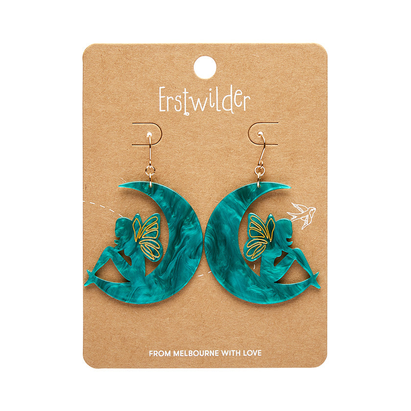 Erstwilder - Fairy Moon Drop Earrings in Mint