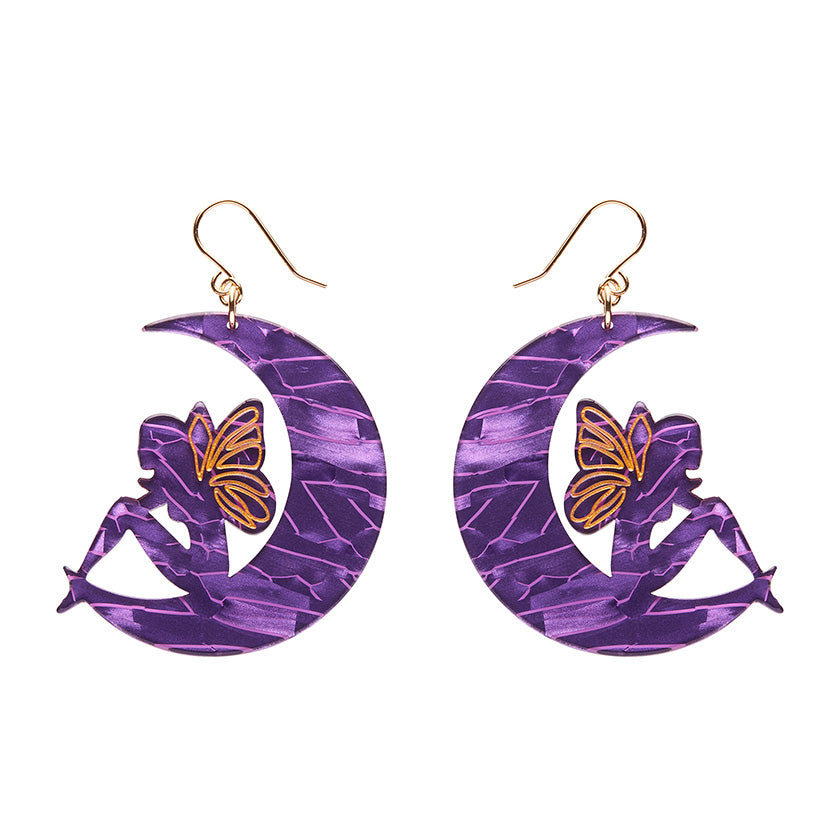 Erstwilder - Fairy Moon Drop Earrings in Purple