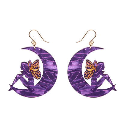 Erstwilder - Fairy Moon Drop Earrings in Purple