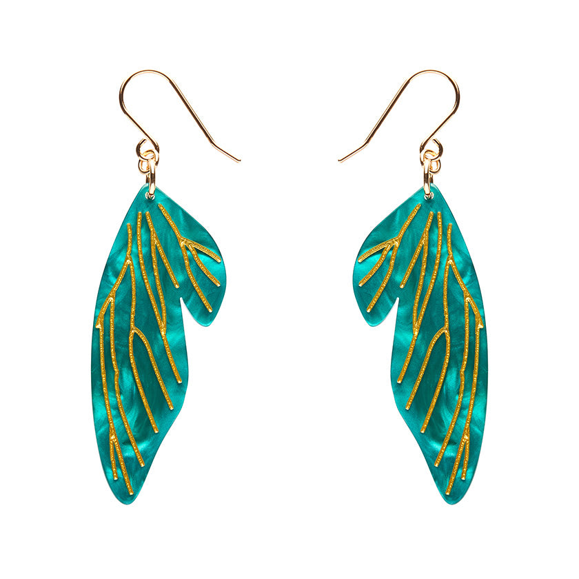 Erstwilder - Fairy Wings Drop Earrings in Mint