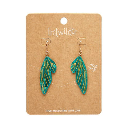 Erstwilder - Fairy Wings Drop Earrings in Mint