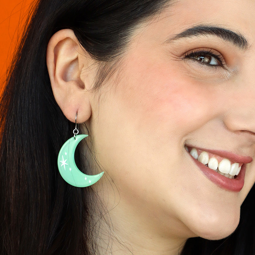 Erstwilder - Half Moon Drop Earrings in Glow in the Dark