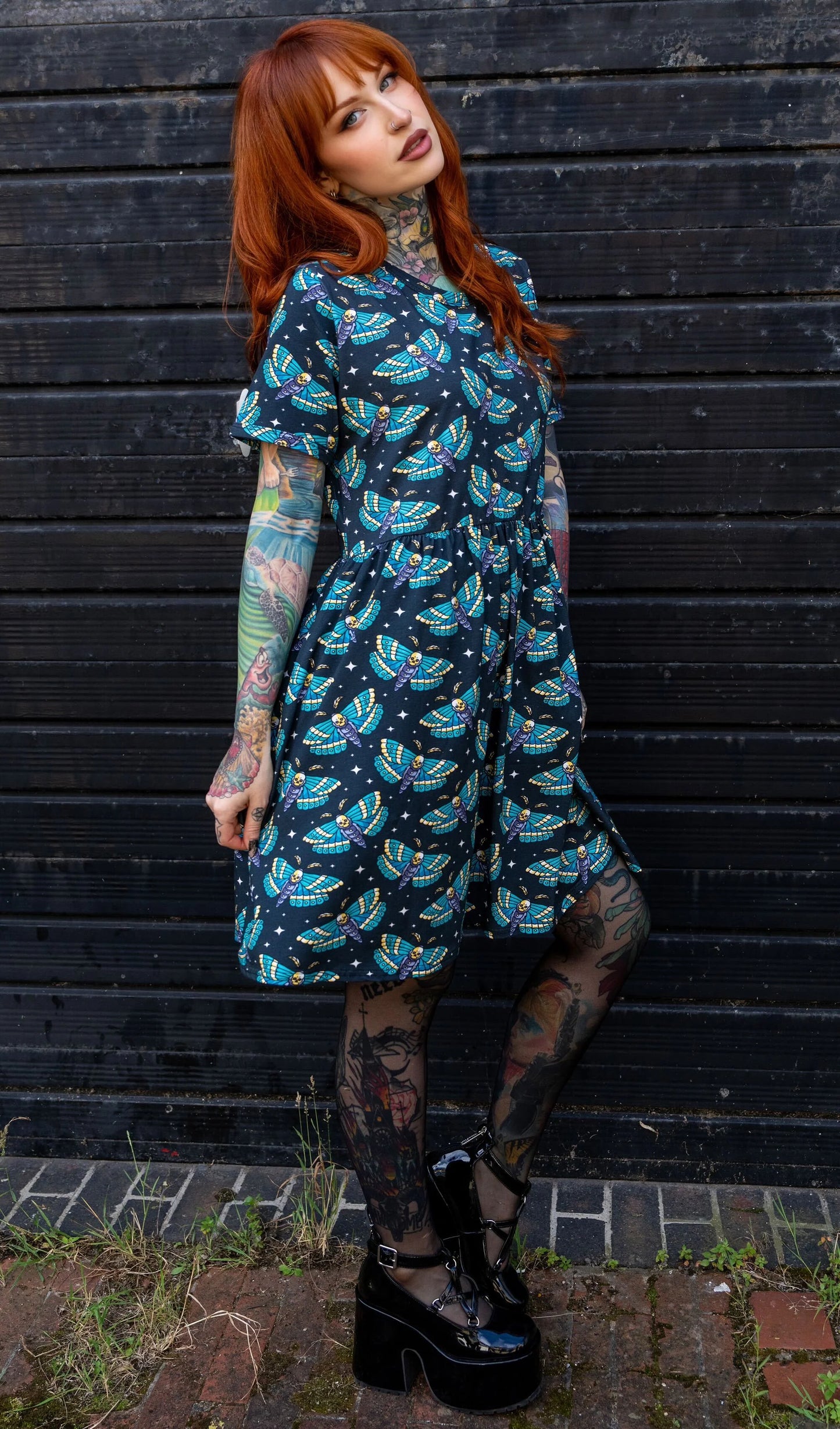 Run & Fly - Death Head Moth Smock Dress